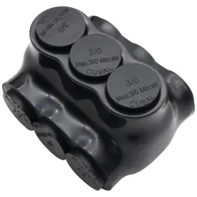 Airtak Qms-d3/0-3-1pcs 3/0-6awg Insulated 3 Port Inline Splice Connector Black Wire Connectors Allen
