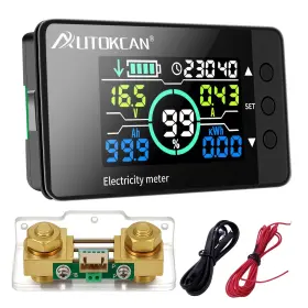 Autokcan B0f6ndkbll 500a Battery Monitor With Shunt Dc 8-100v Multimeter Lcd Large Screen F