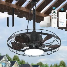 Homlit 768231249024 Outdoor Ceiling Fan With Light For Patios 21 Inch Gazebo Fans Hanging I