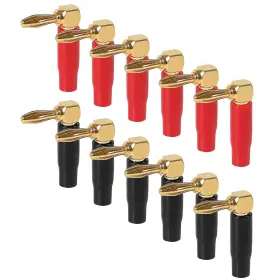 Juzitao 687117713452 6 Pairs 4mm Speaker Banana Plugs Right Angle 24k Gold Plated 90 Degree Speake