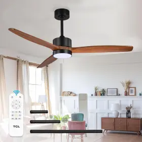 Tcl 846042020008 Ceiling Fans With Light And Remote 52 Inch 3 Wooden Blades Dimmable Le