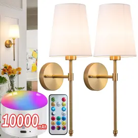 348356784421 YHCDLAMP Battery Wall Sconce Set Rechargeable