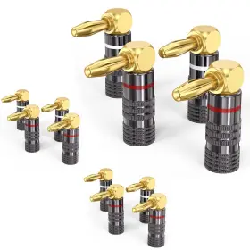 Zenikon Vib-i7i-14 Right Angle Banana Plugs For Speaker Wire 6 Pairs/12 Pcs 90 Degree B