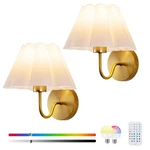 Battery Operated Wall Sconces Sets Of 2, Indoor Not Hardwired White Fabric La.... Fixed Price $105.22.