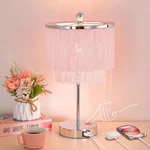 Pink Lamp For Girls Room, 3-way Dimmable Touch Lamps With Usb Port, Lam.... Fixed Price $77.30.