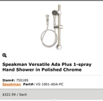 Speakman Vs-1001-ada-pc Versatile Ada Plus 1-spray Hand Shower In Polished Chro. Fixed Price $250.00.