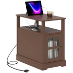 Homcom Side Table With Charging Station And Usb Ports, Brown. Fixed Price $86.99.