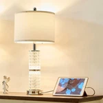 Saiweya Crystal Table Lamps Modern 3-way Dimmable Bedside Lamp With 2 Usb Por.... Fixed Price $69.19.