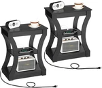 Black End Table Set Of 2 With Charging Station, Skinny Side Usb Ports. Fixed Price $151.99.